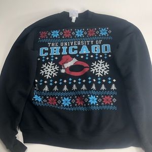 Champion Black Crewneck Sweater with Festive Design